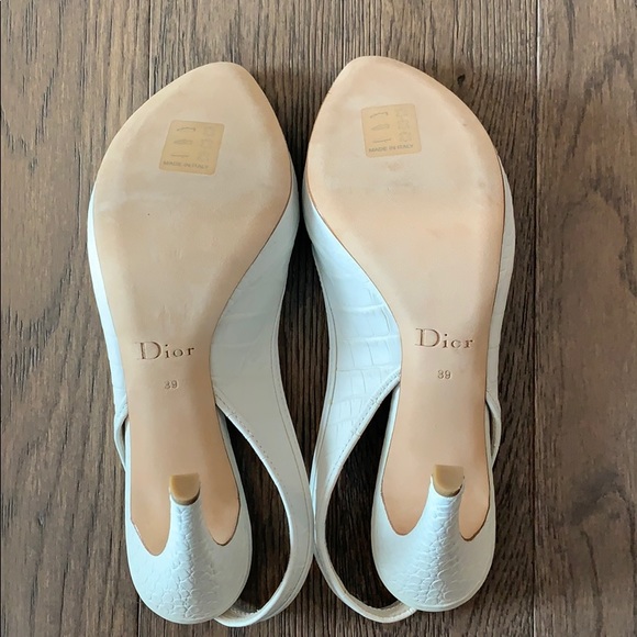 Authentic Dior White Faux-snake Slingback Heels - Picture 9 of 9
